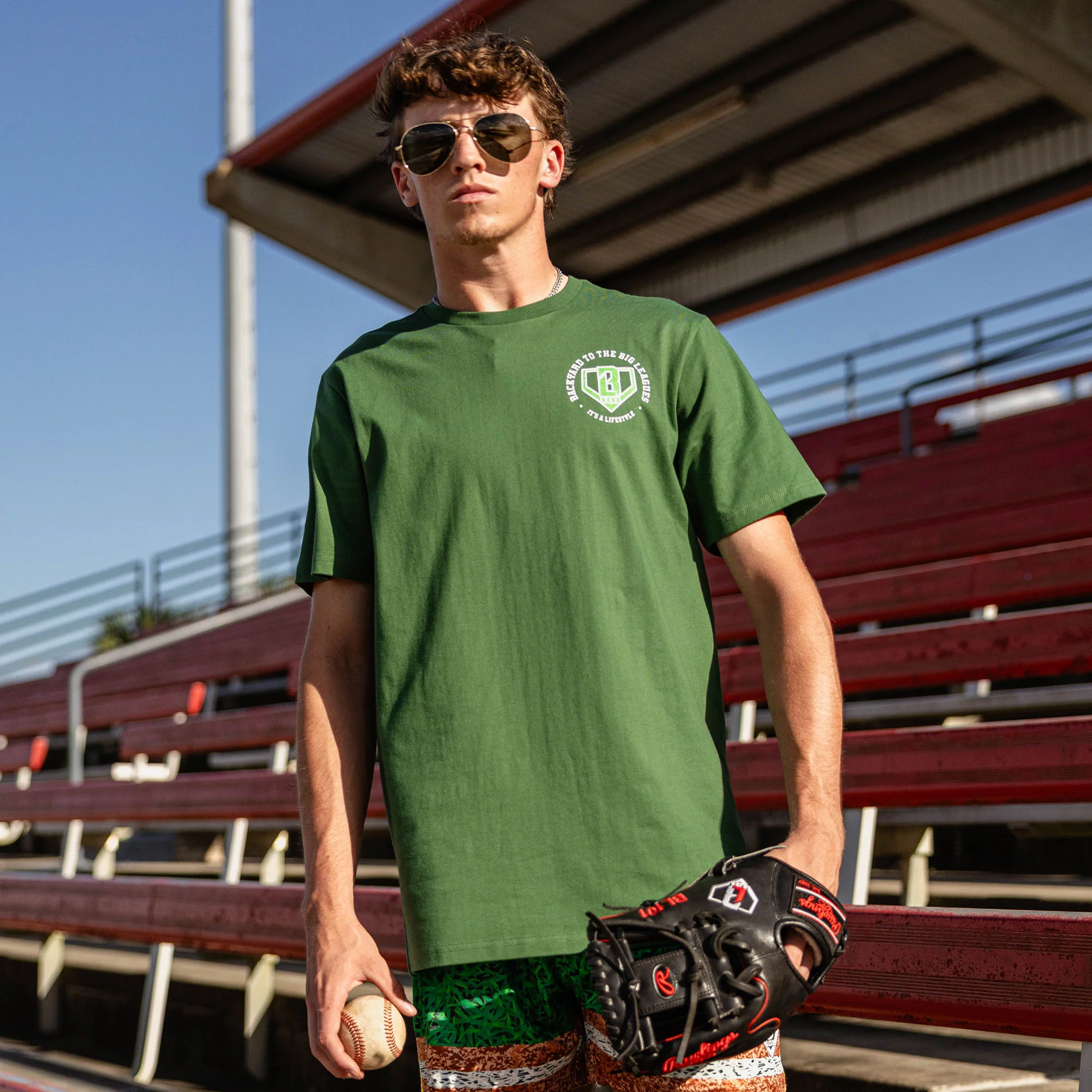 Backyard To Big League Tee - Green - Image 3
