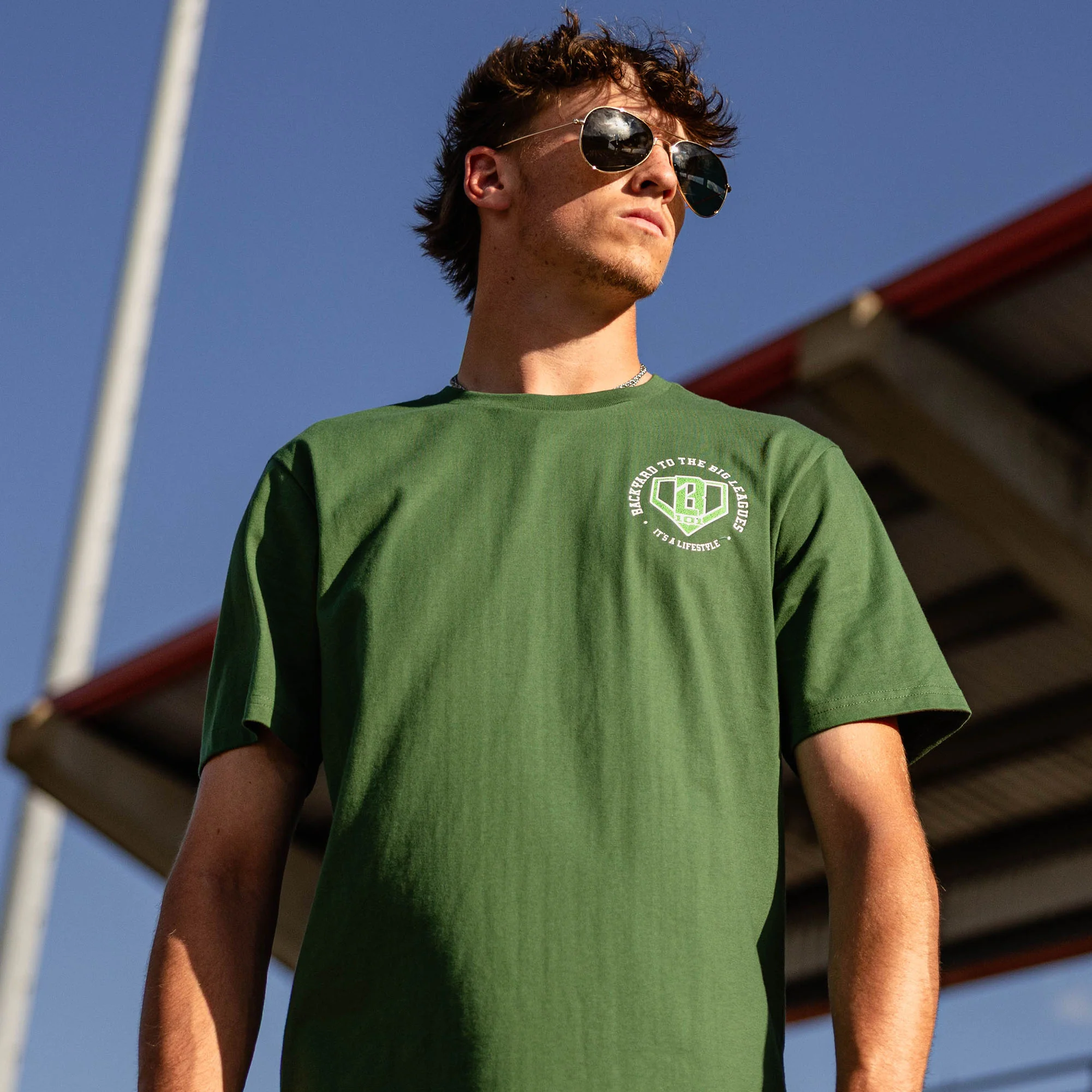 Backyard To Big League Tee - Green - Image 4