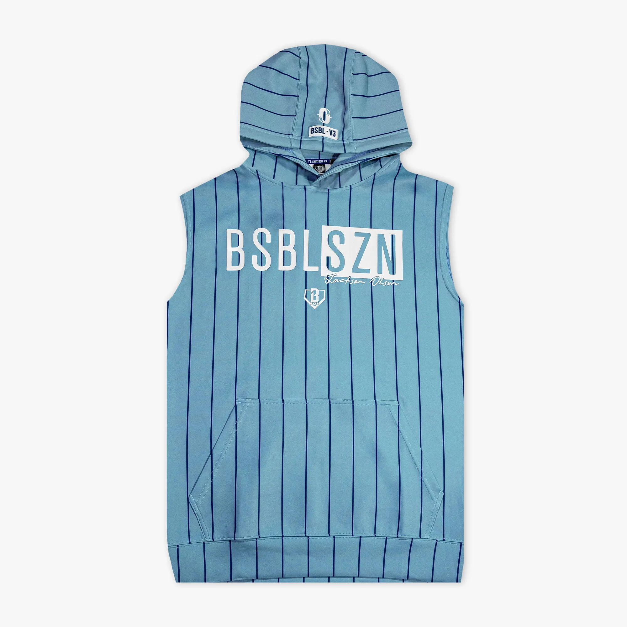BSBL-SZN Sleeveless Youth Hoodie V3 - Blue Pinstripes