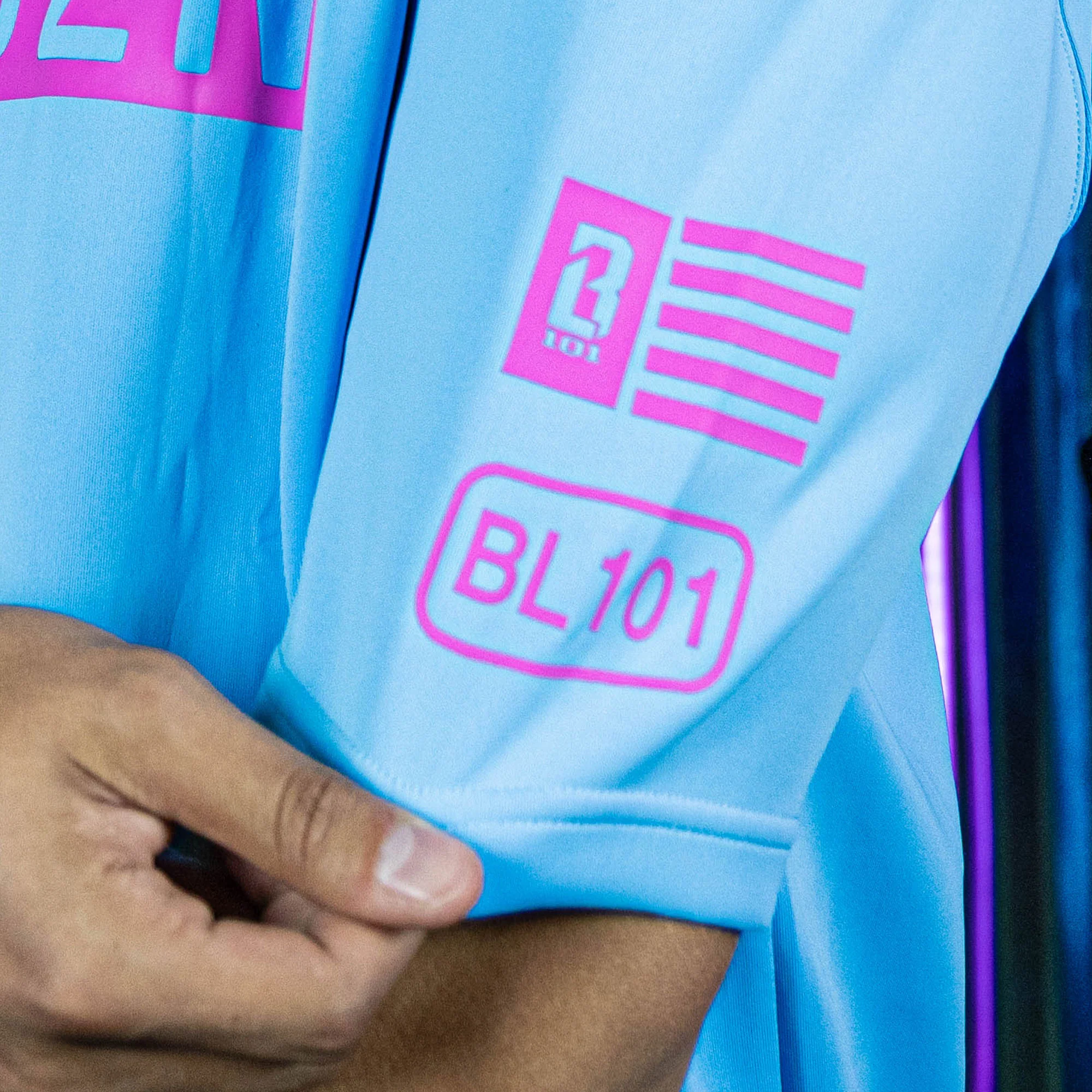 BSBL-SZN Youth Short Sleeve Hoodie V3 - Cotton Candy Blue - Image 3