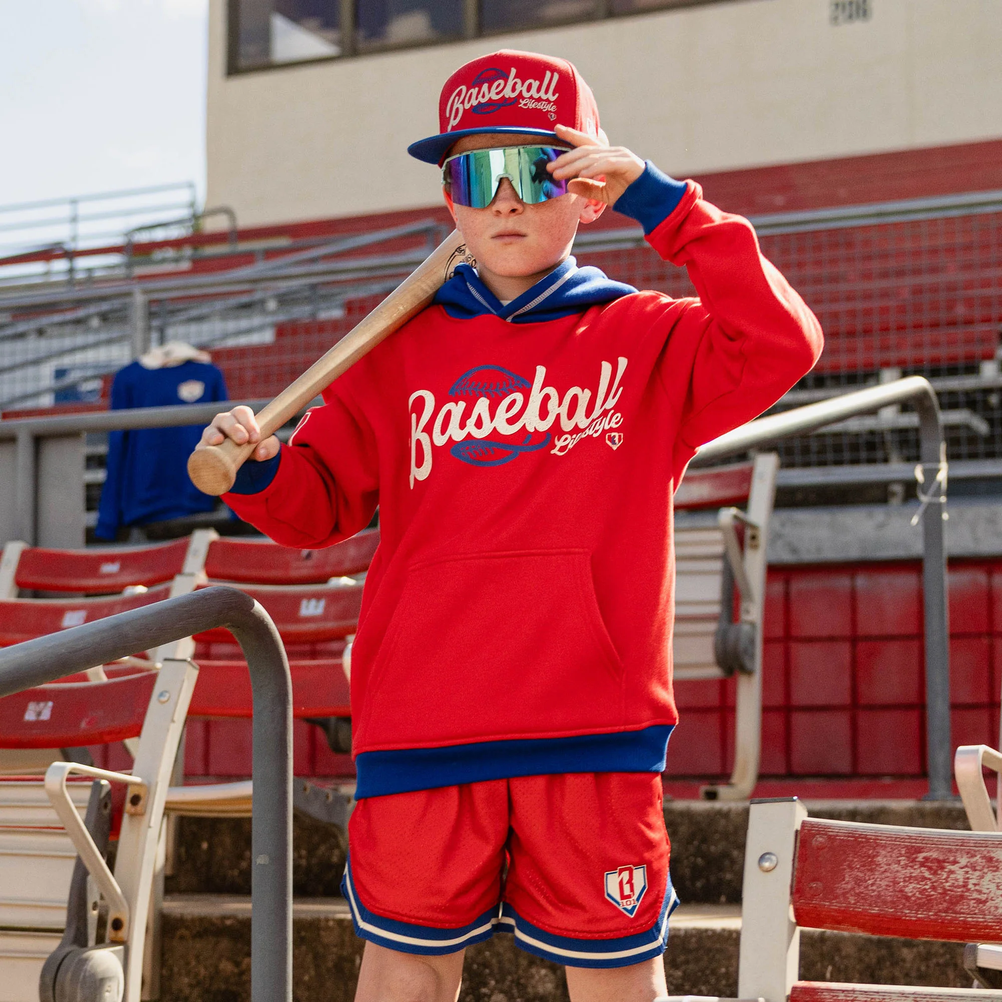 Classic BL Youth Hoodie - Red - Image 3