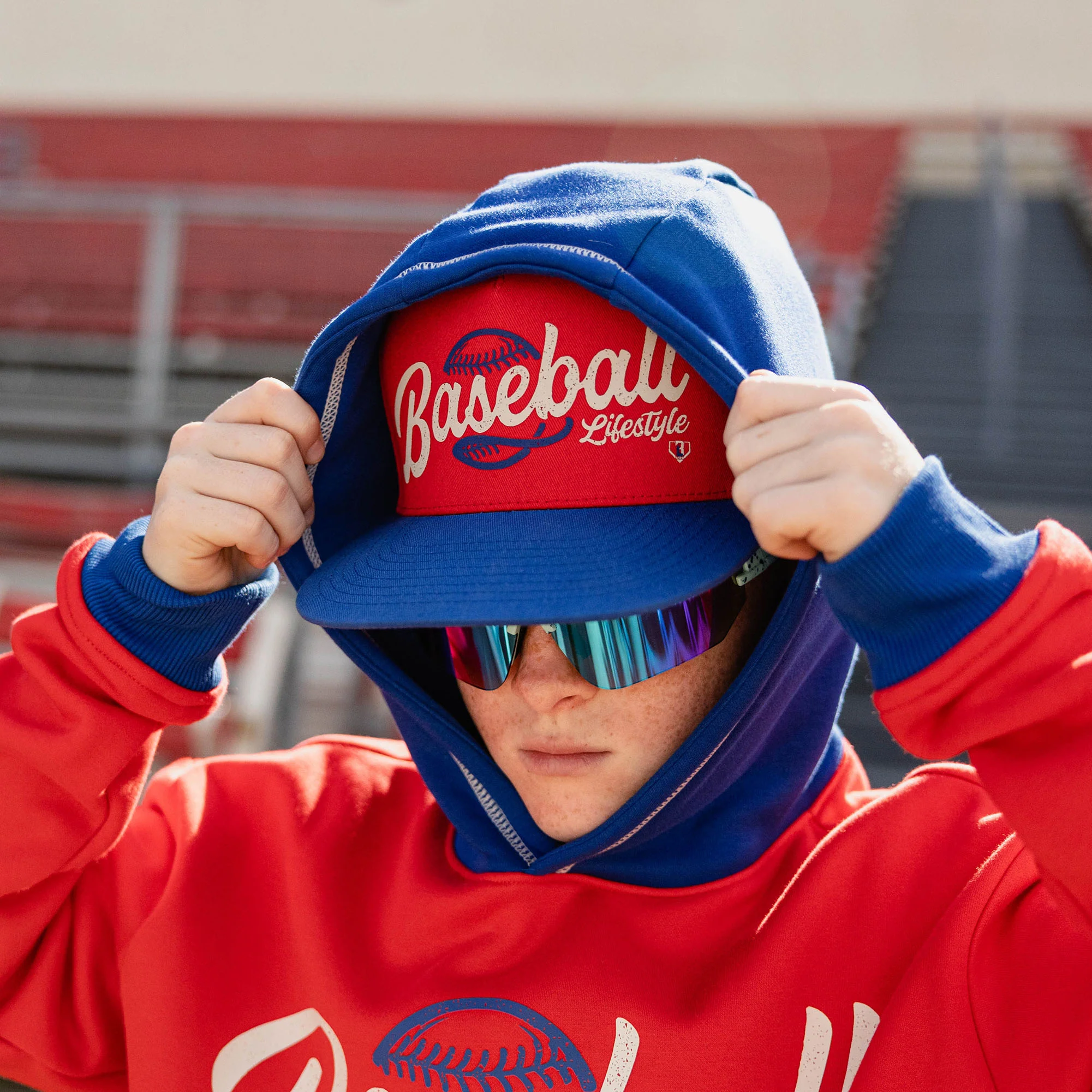 Classic BL Youth Hoodie - Red - Image 4