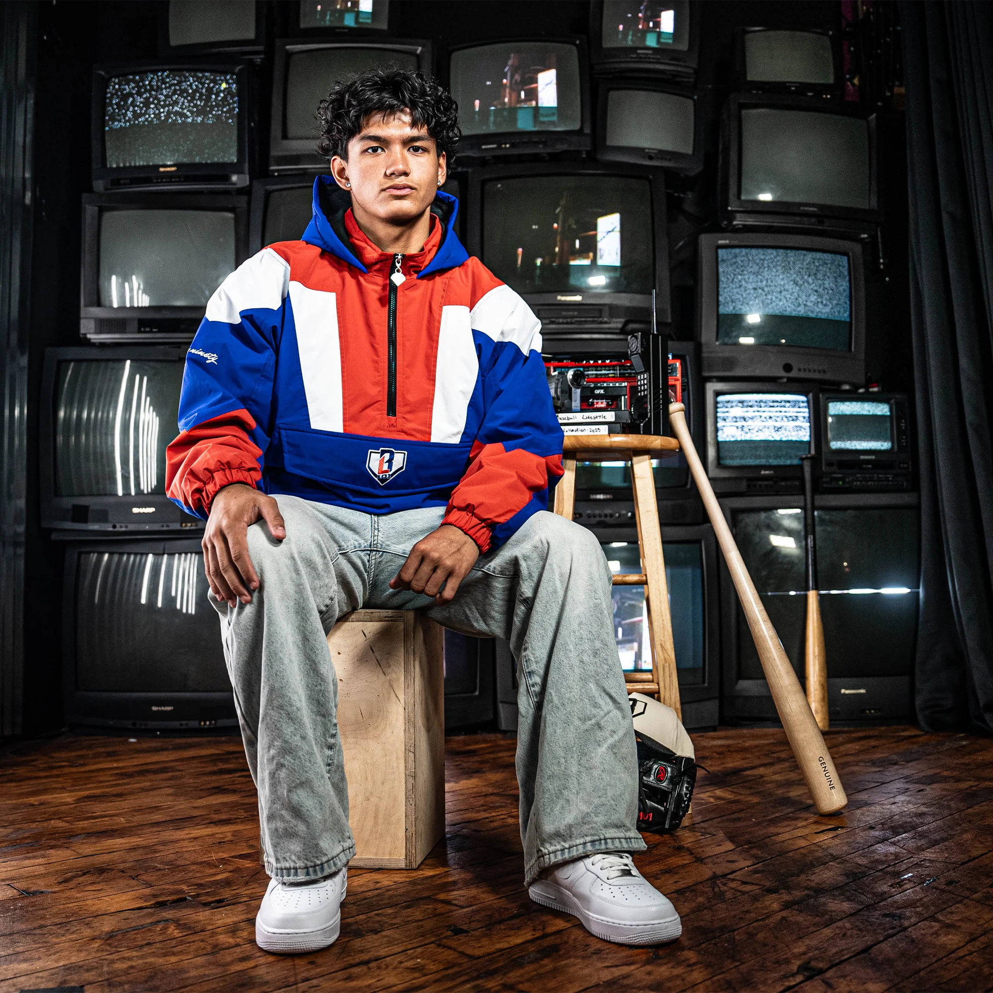 Colorblock Pullover Jacket - Red/White/Blue - Image 3