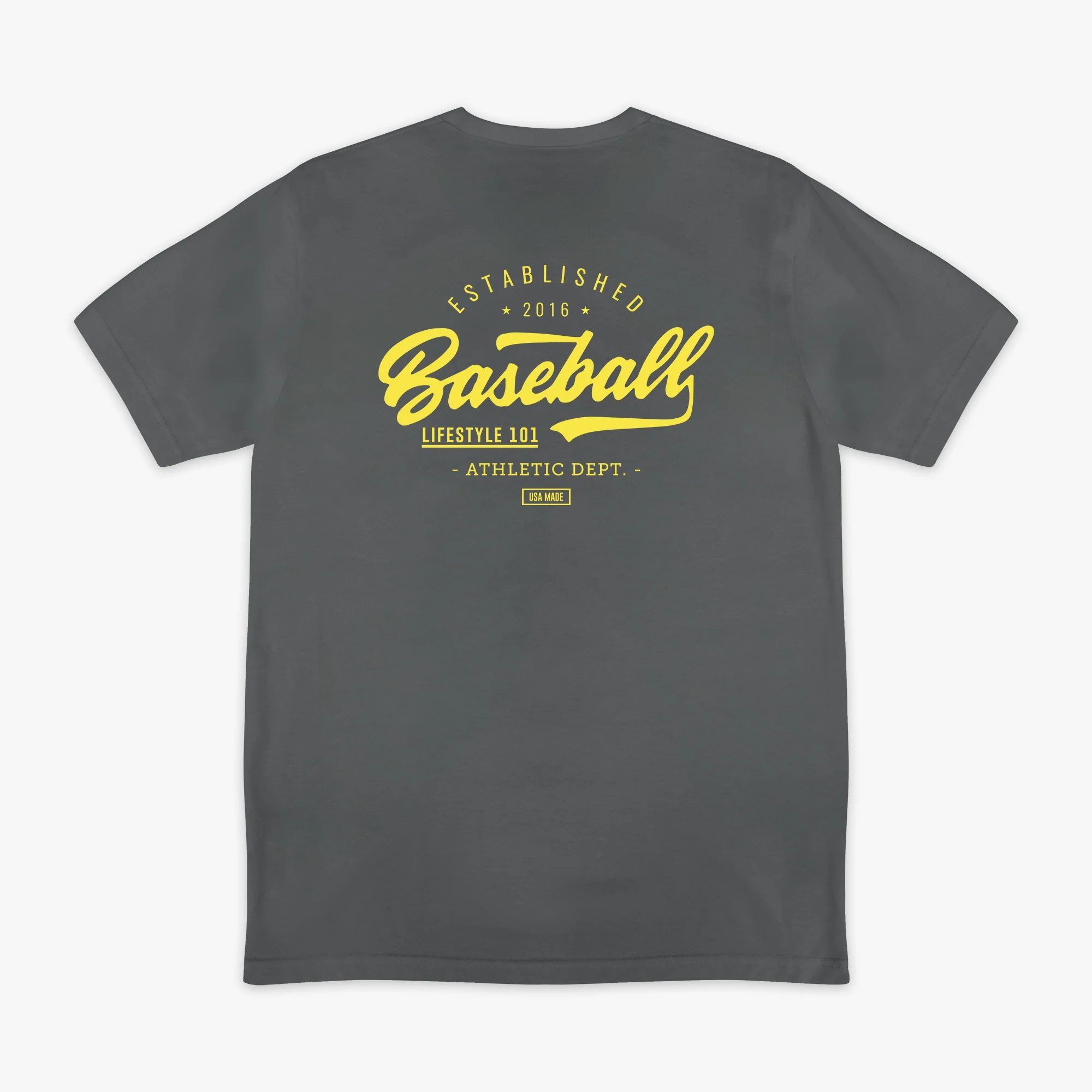 Established Tee - Charcoal/BL Yellow