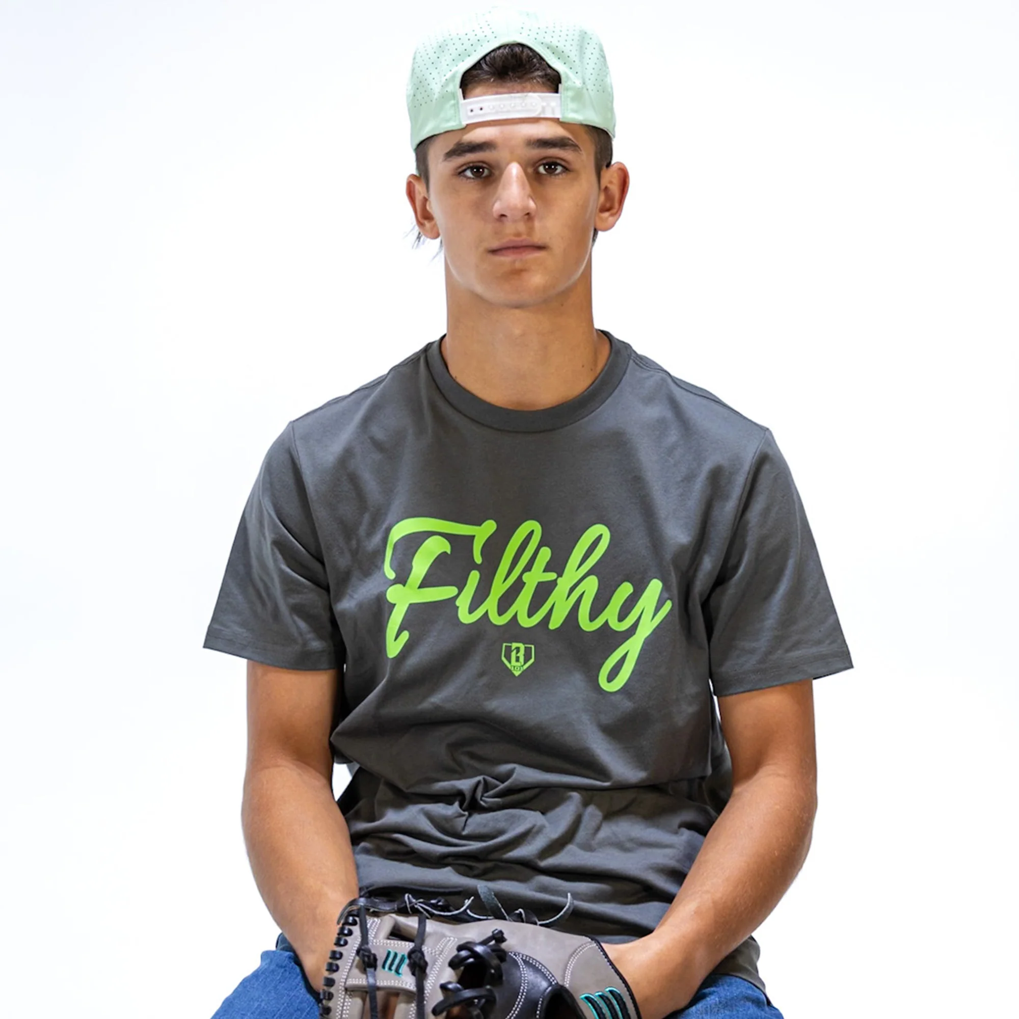 Filthy Tee - Charcoal/Green - Image 2