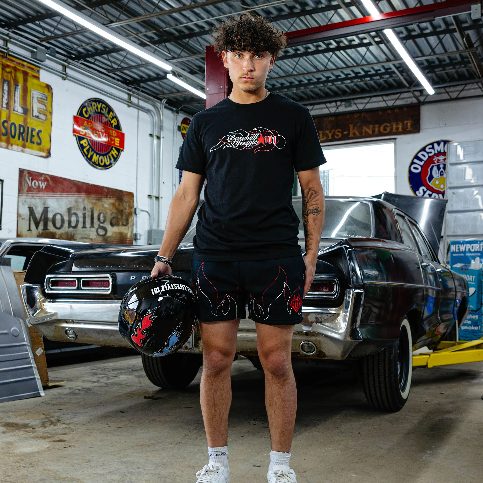 Flames Stitched Sweatshorts - Image 4