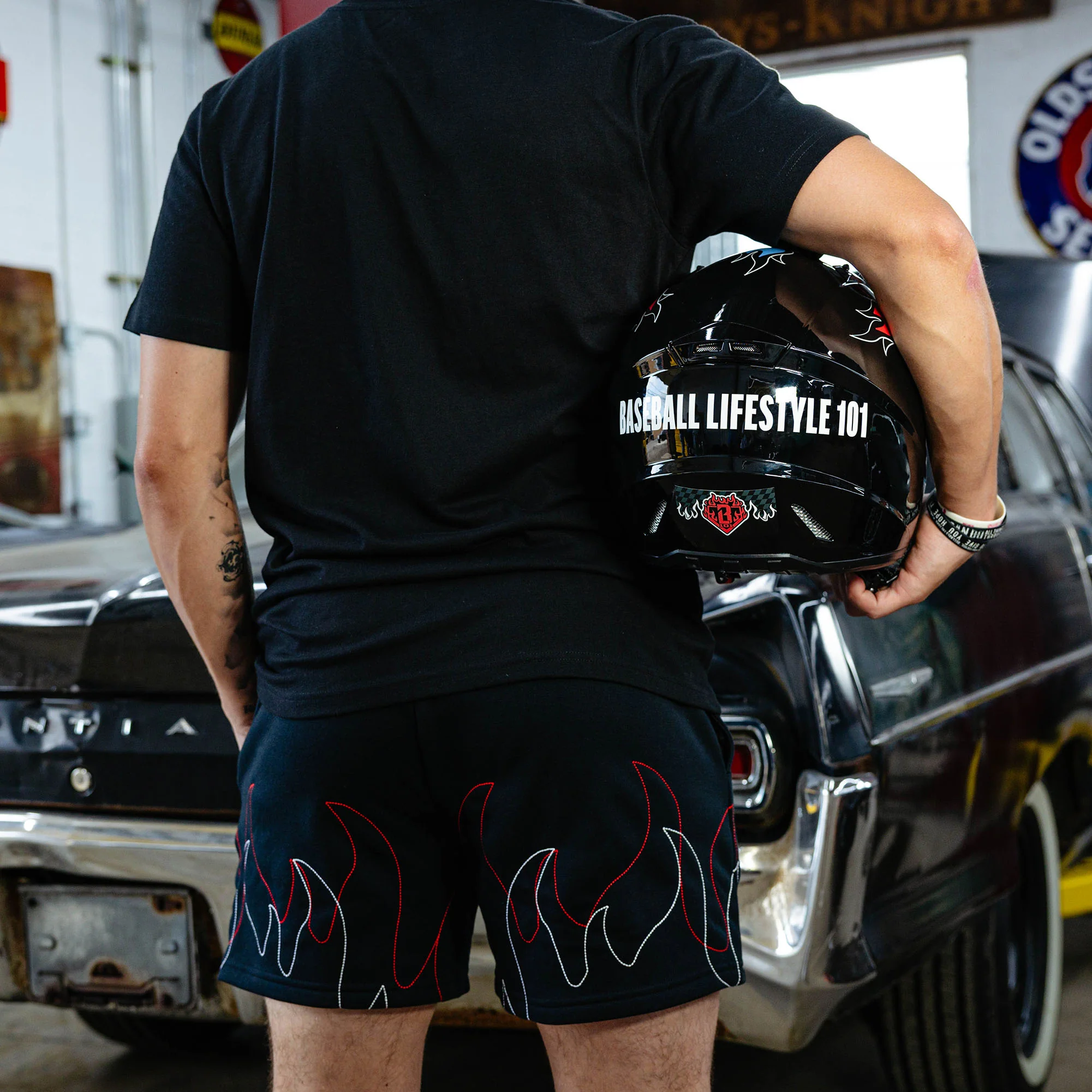 Flames Stitched Sweatshorts - Image 5