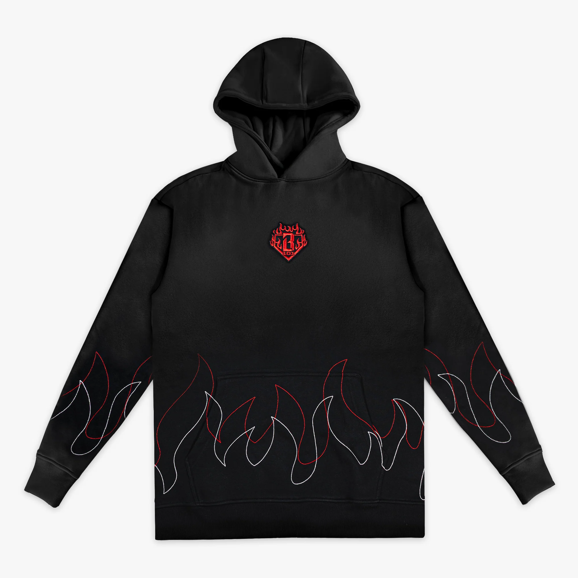 Flames Stitched Youth Hoodie