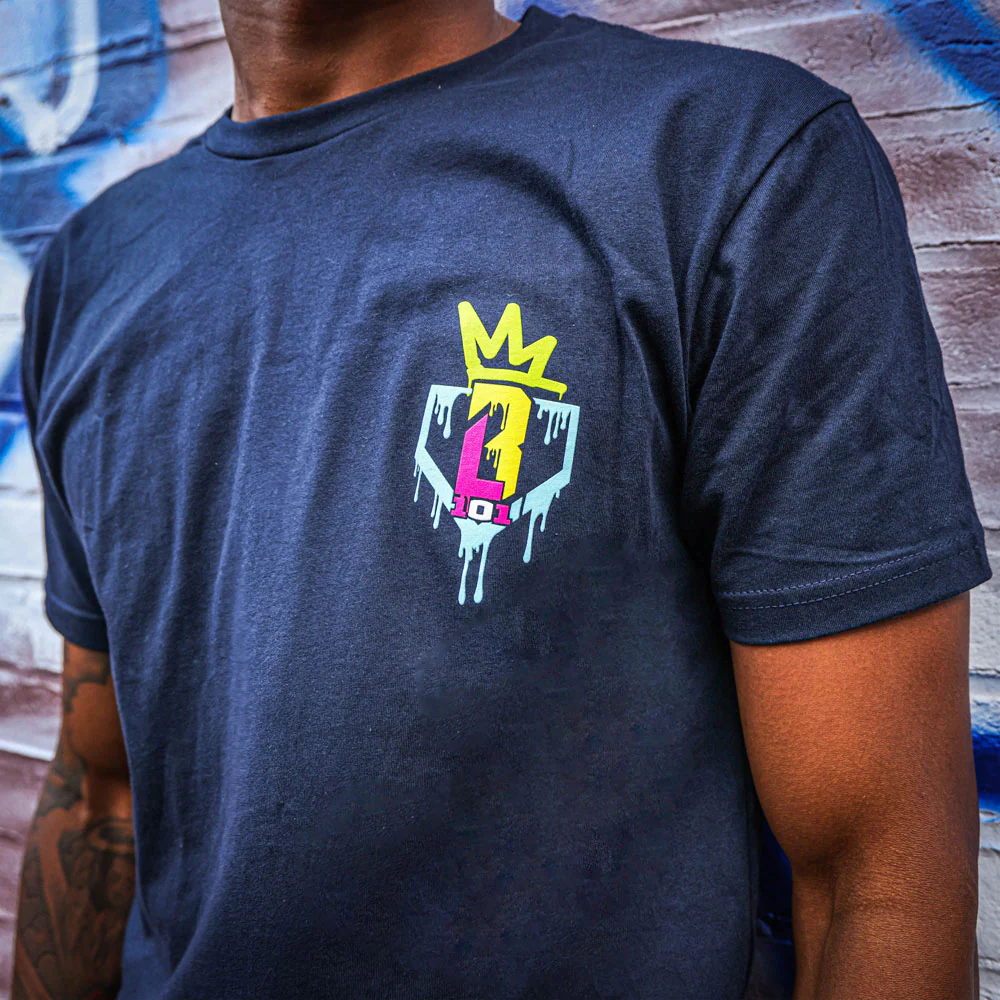 Graffiti Crown Tee - Navy - Image 4