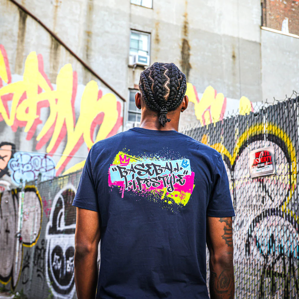 Graffiti Crown Tee - Navy - Image 5