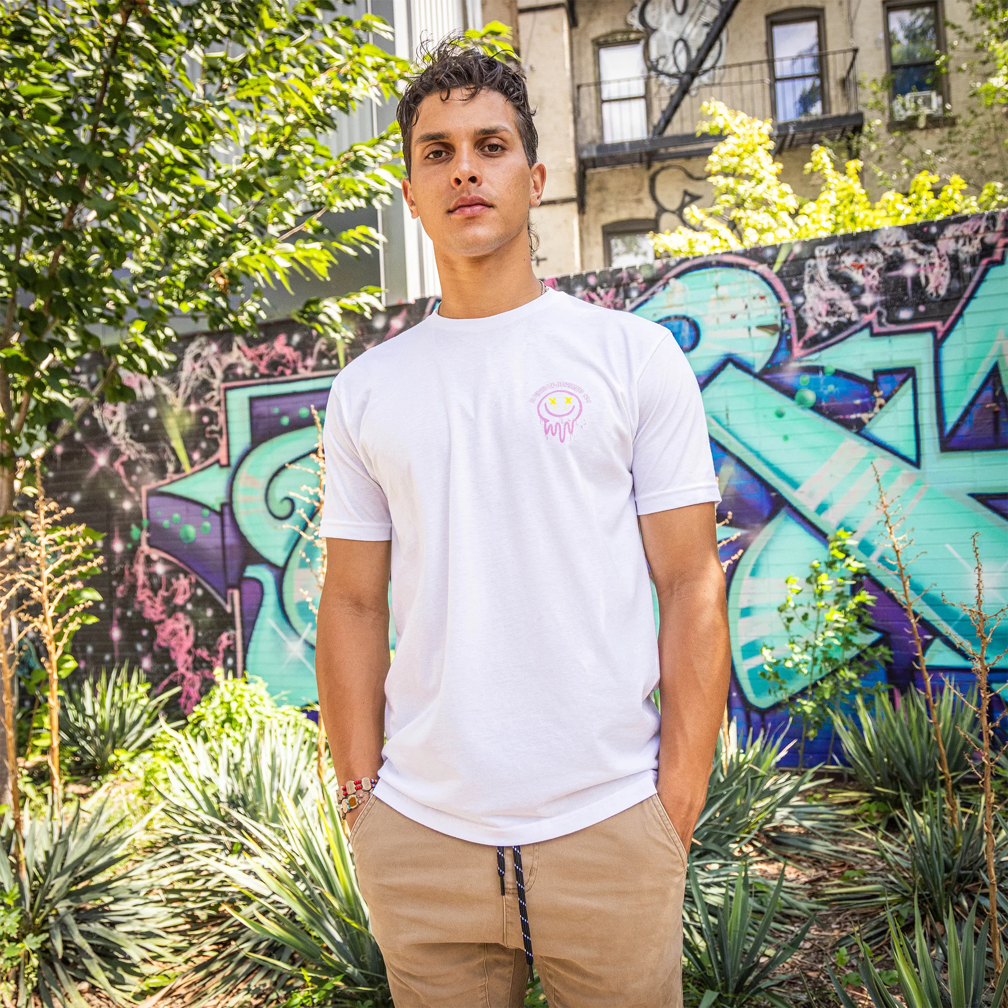 Retro Graffiti Tee - Pink/Yellow - Image 3