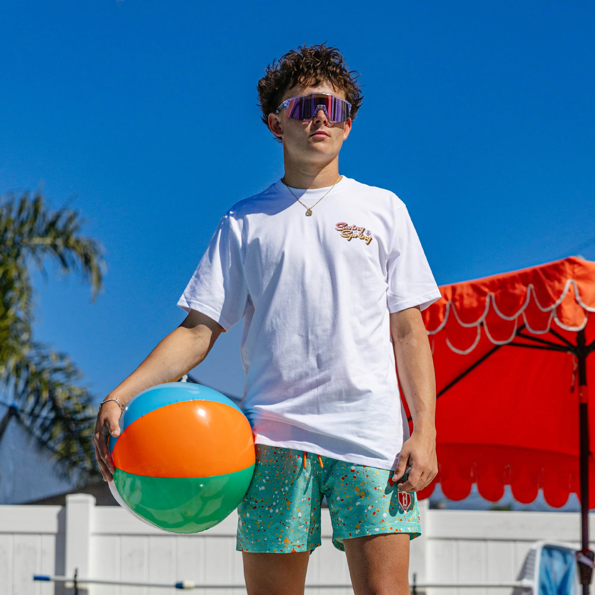 Splatter Youth Swim Trunks - Teal - Image 6