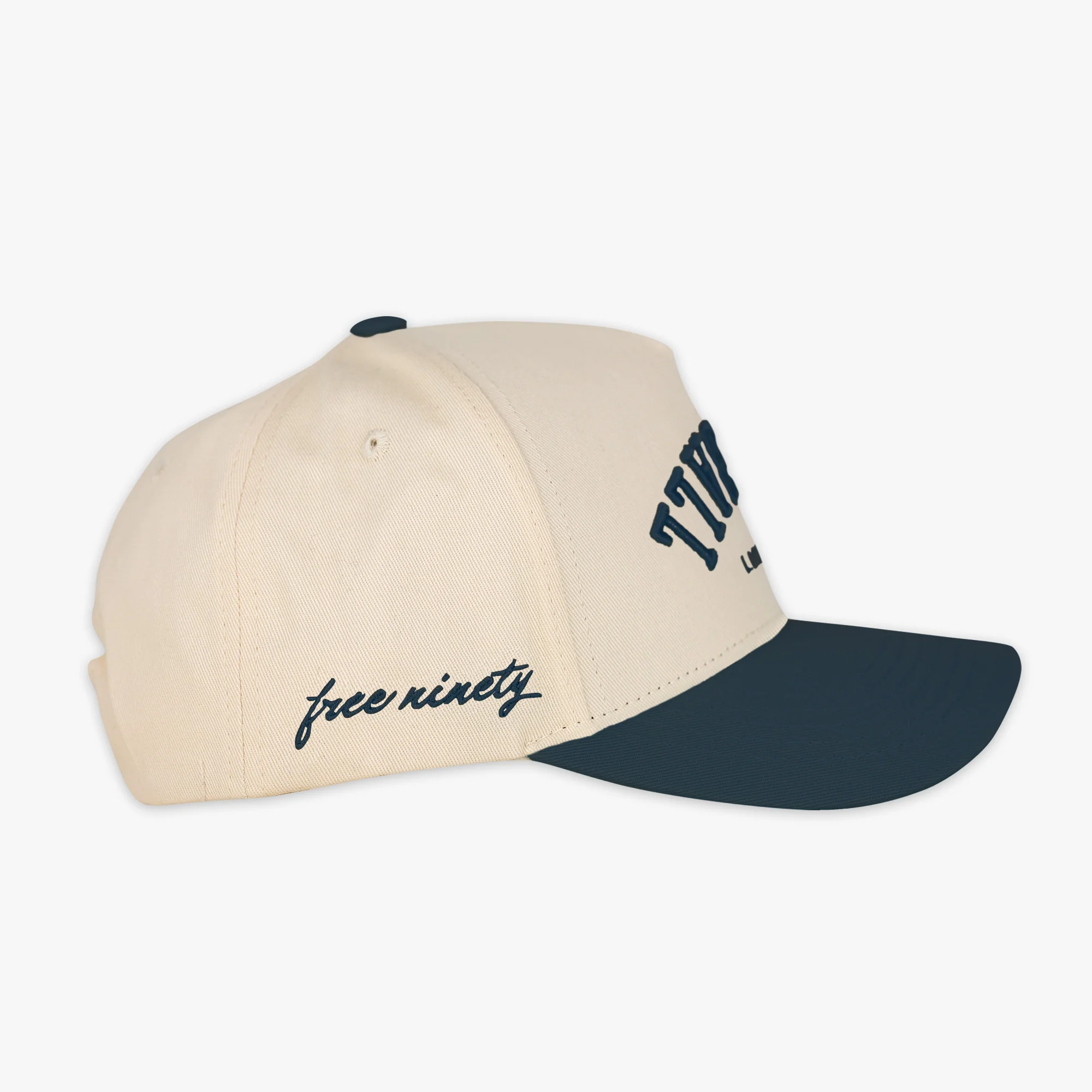 Upside Down Baseball Hat - Cream/Navy - Image 2