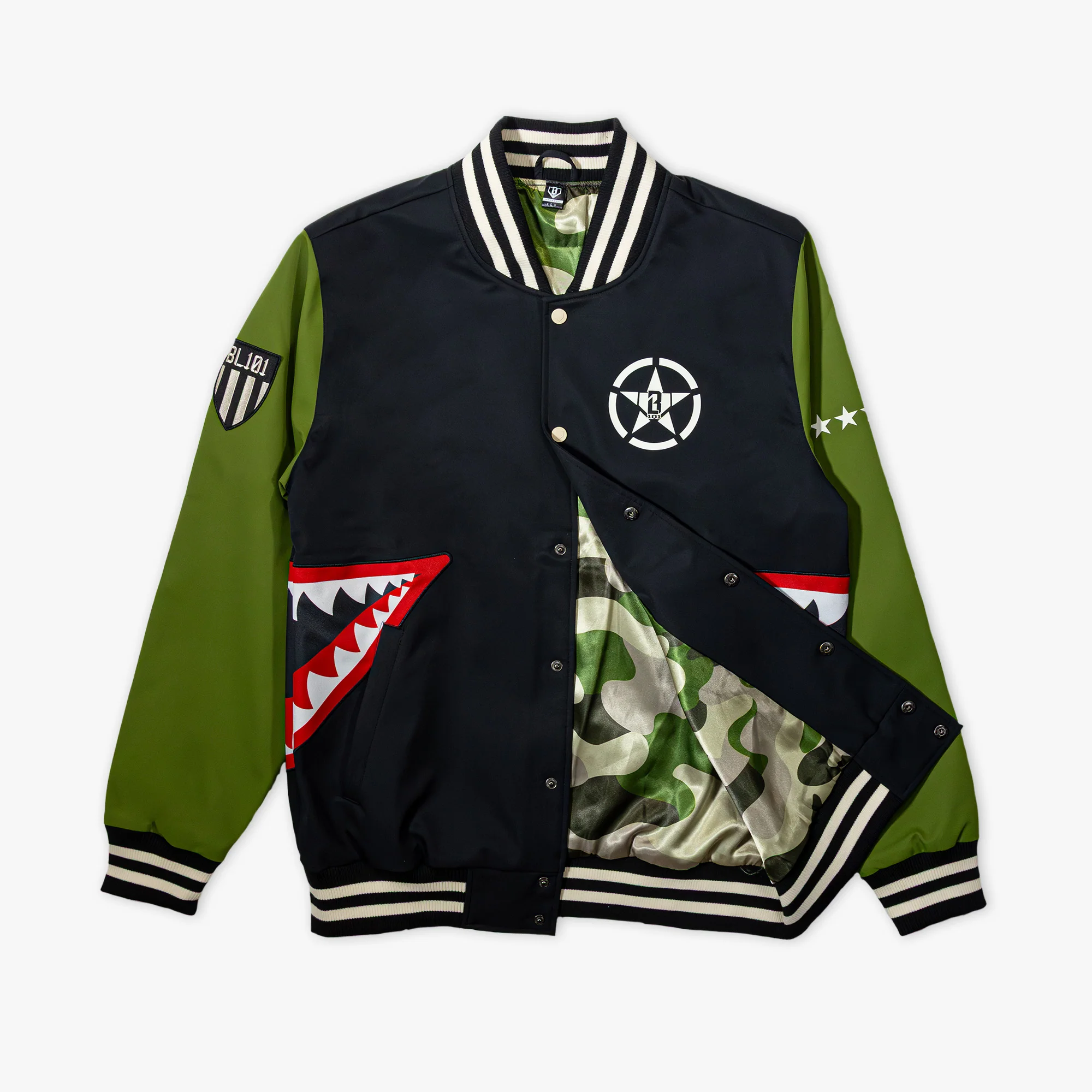 Warhawk Bomber Jacket - Black/Army Green - Image 3